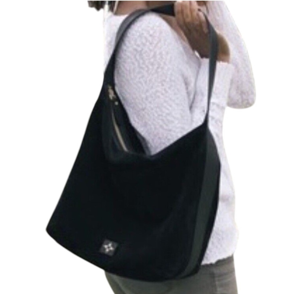 India Hicks Black Suede & Leather Hobo Style Handbag "RARE"!